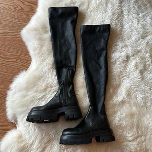 Versace Black Leonidas Over the Knee Boots